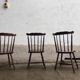3 chaises bistrot style “menuet” Baumann années 1970 en hêtre bois ancien vintage legrand design