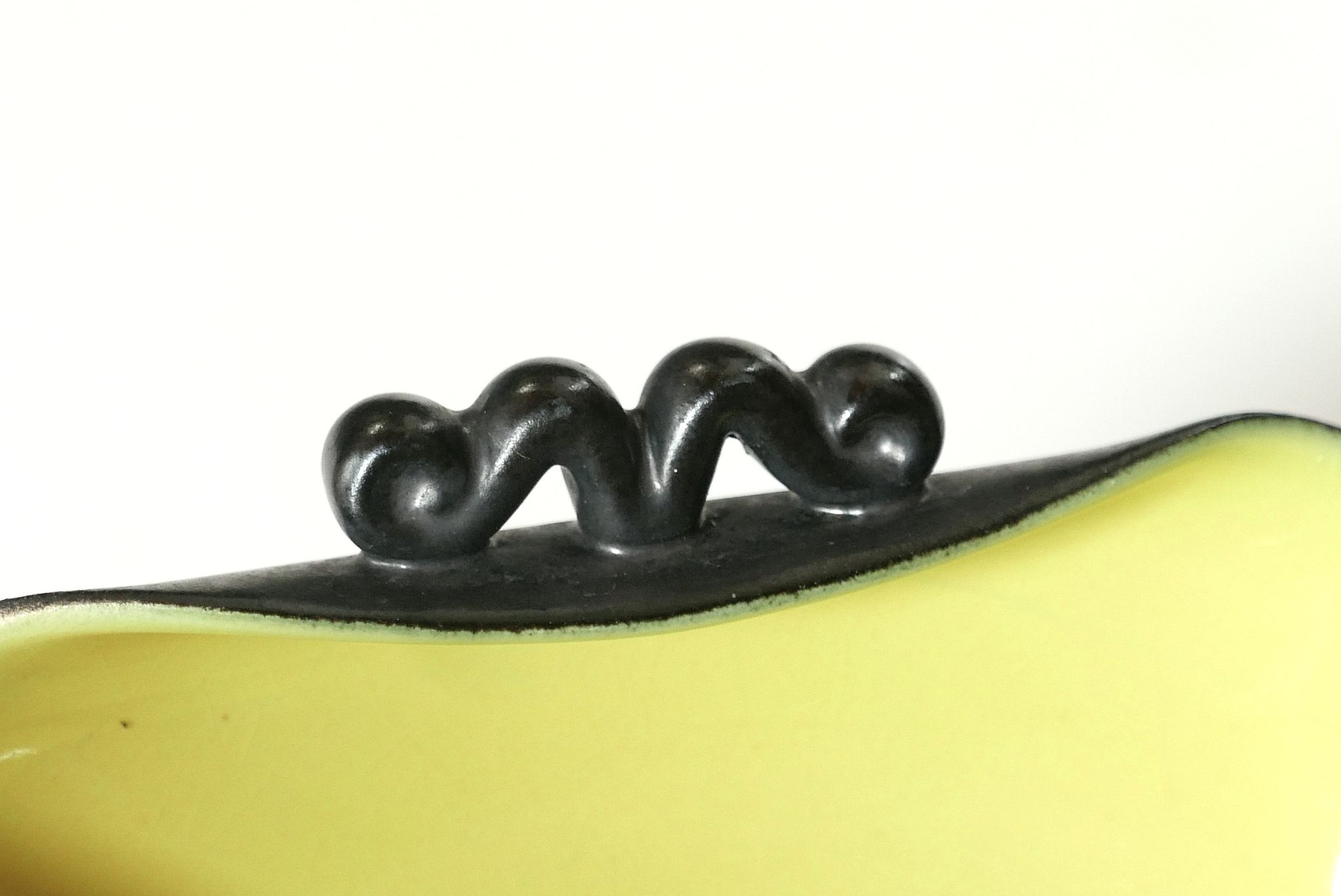 Black and yellow ceramic trinket bowl, 60s