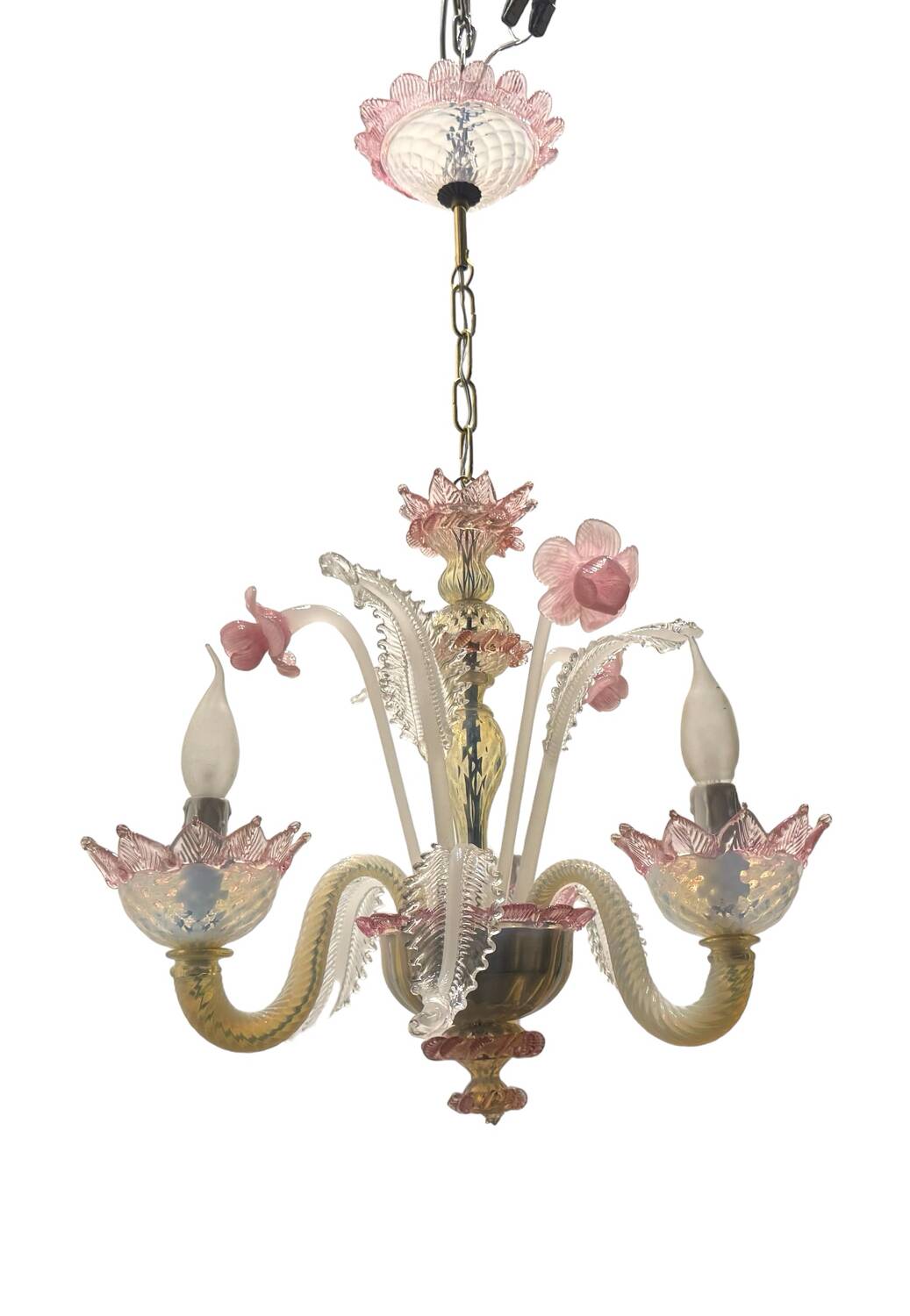 Venetian Pink opalescent Murano Glass Chandelier 1960’s