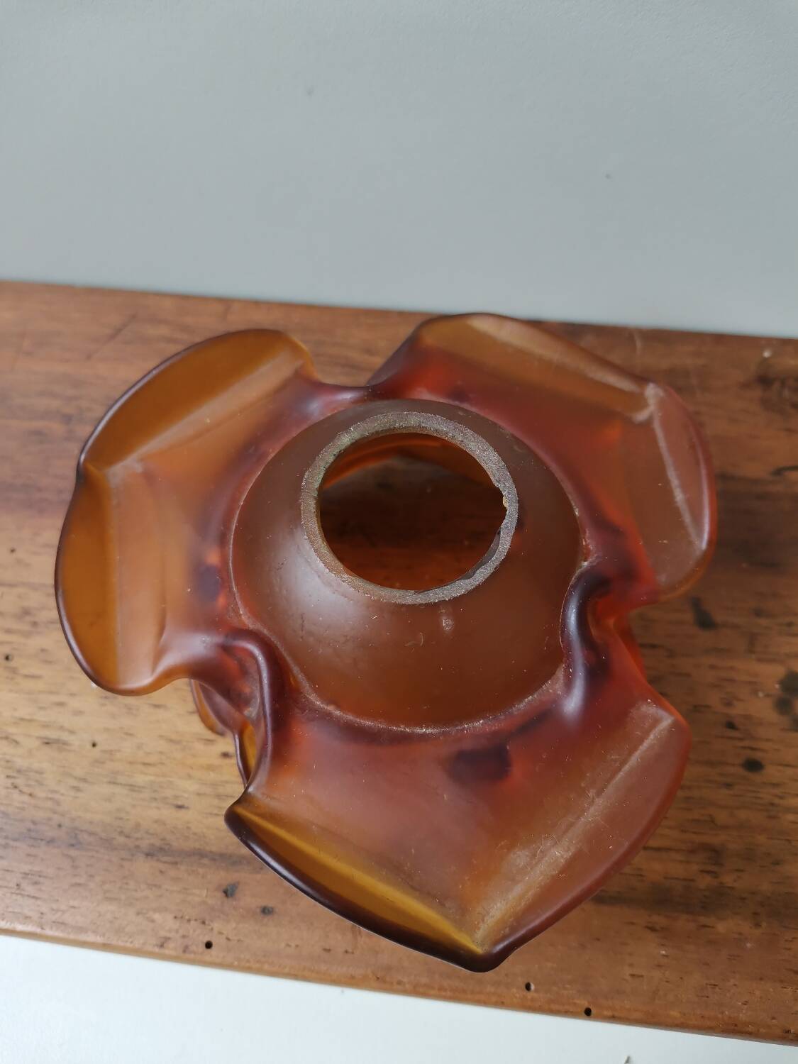 Vintage molded glass lamp globe amber flower shape hanging lamp