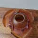 Vintage molded glass lamp globe amber flower shape hanging lamp