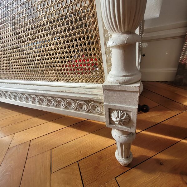 Lit ancien enfant bois peint cannage NIII St. LXVI