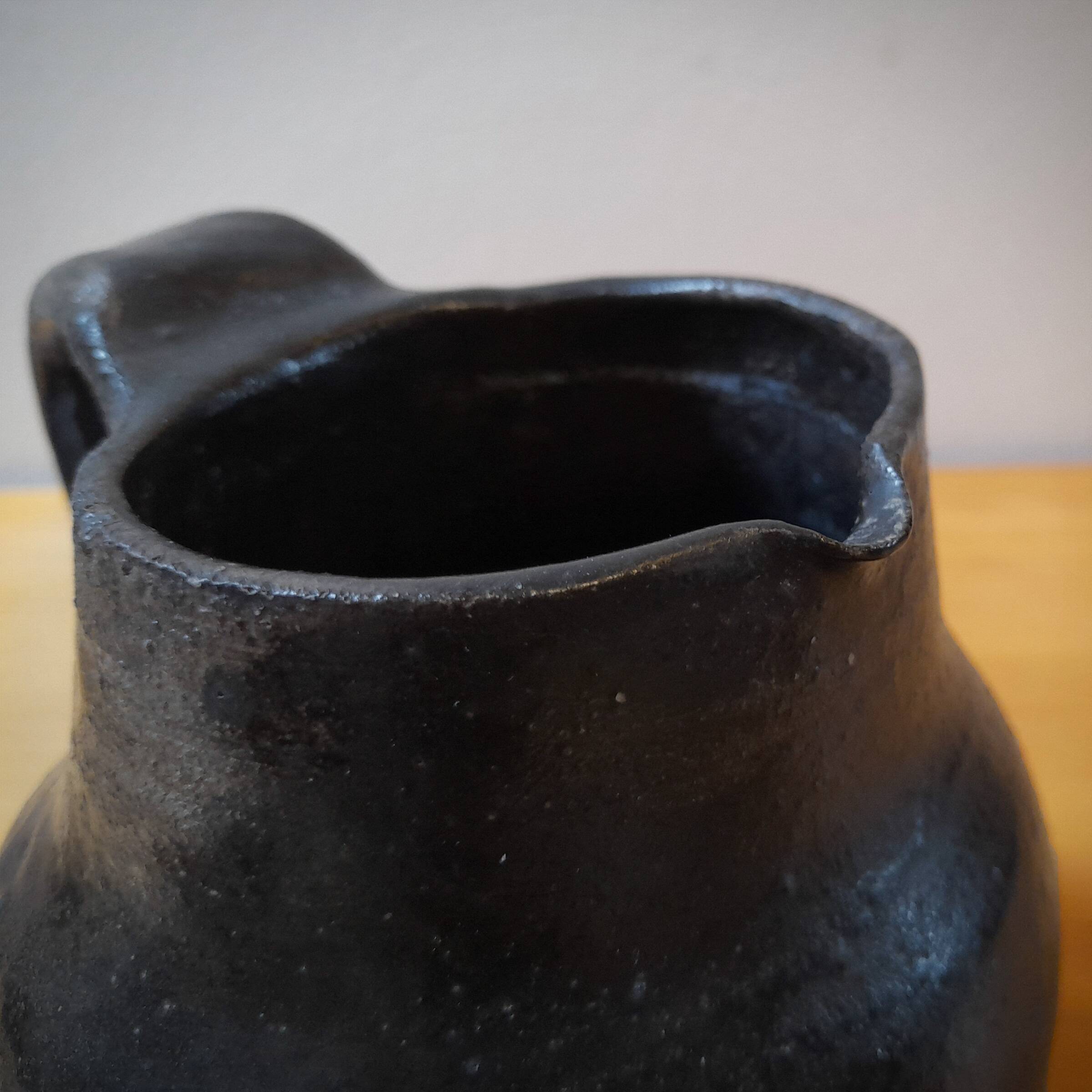 Yves Mohy, pyrite stoneware pitcher, La Borne, France, 1950s