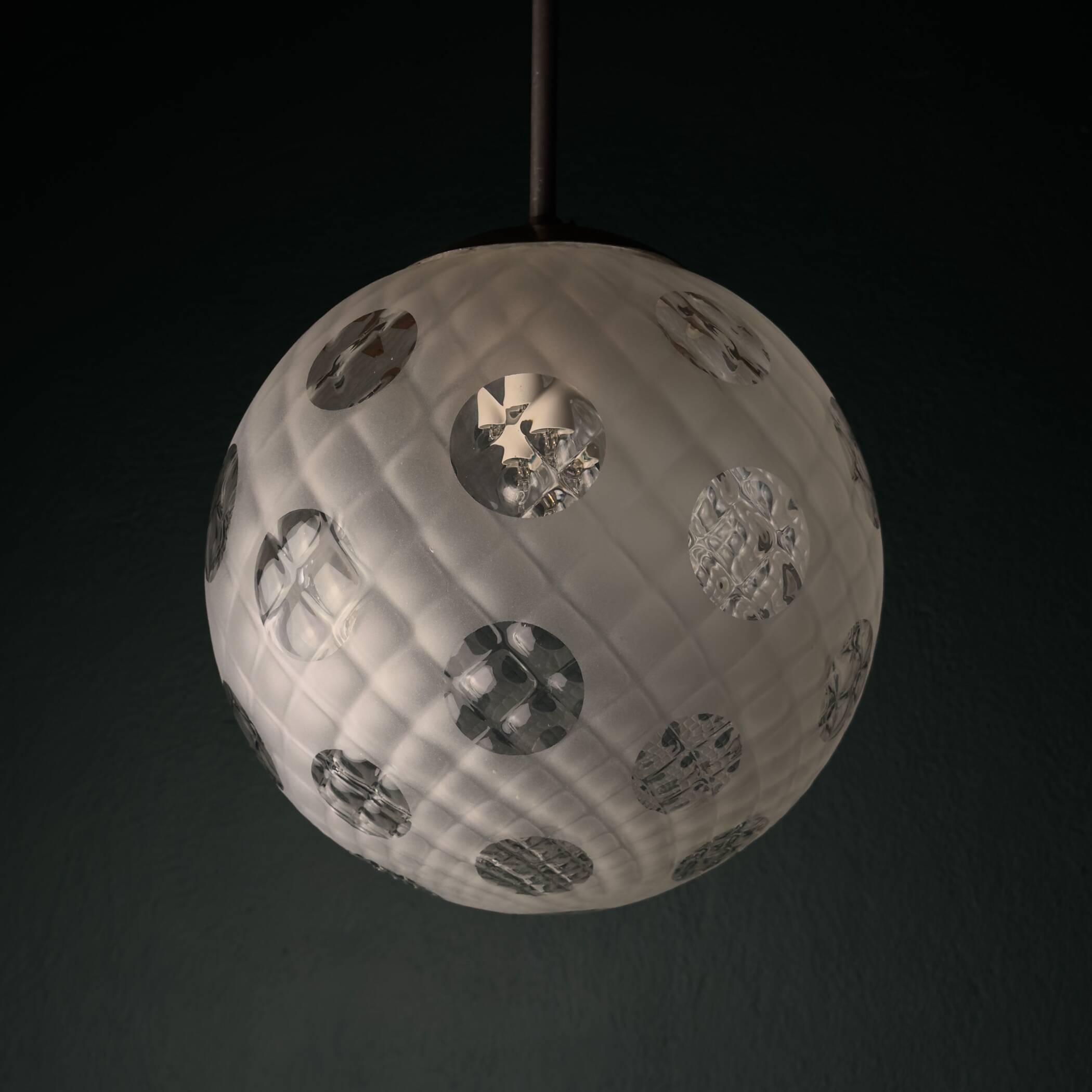 Vintage murano sphere ball pendant lamp Italy 1950s