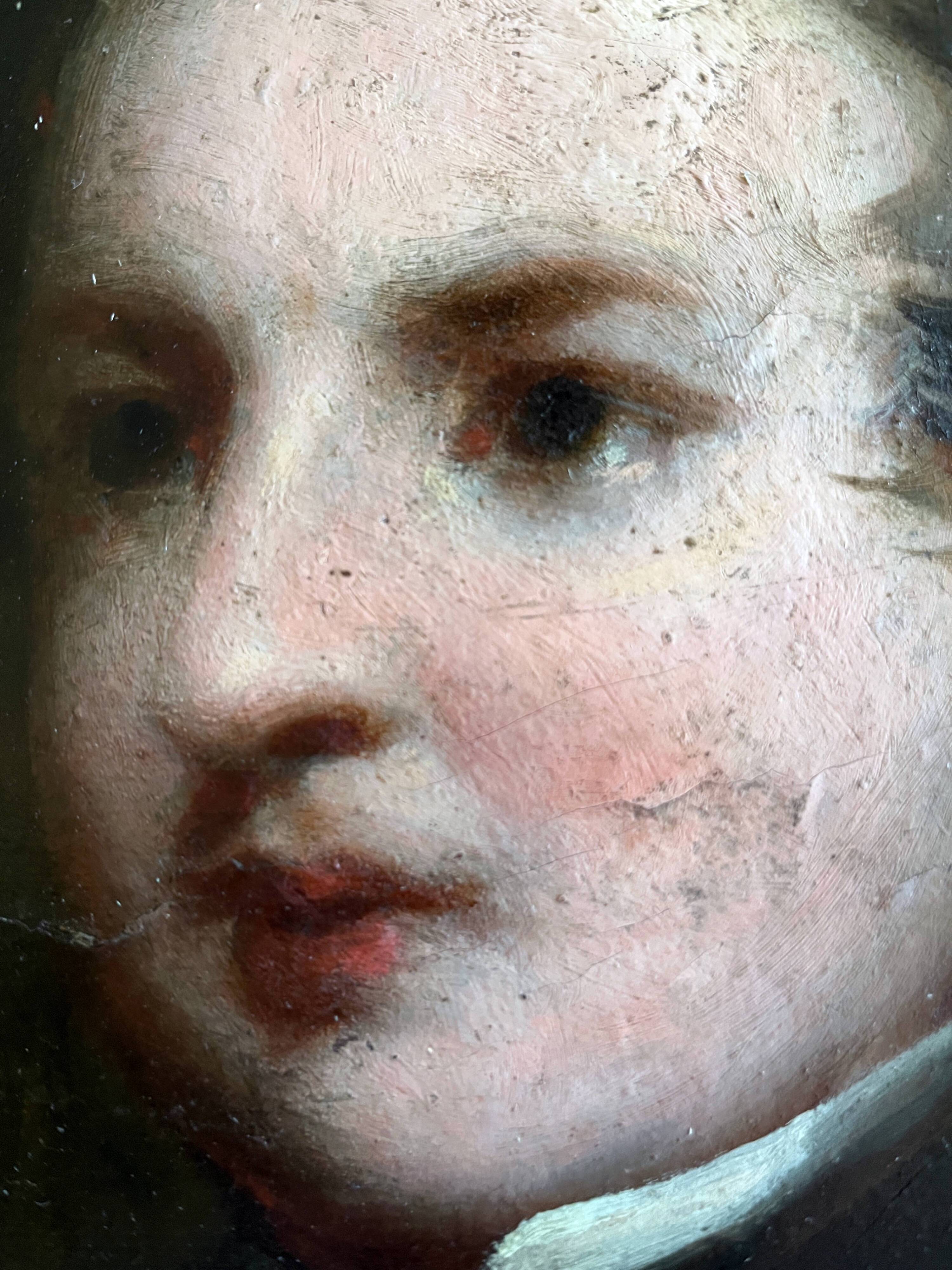 HSP painting "Romantic portrait" young man two-sided 19th century