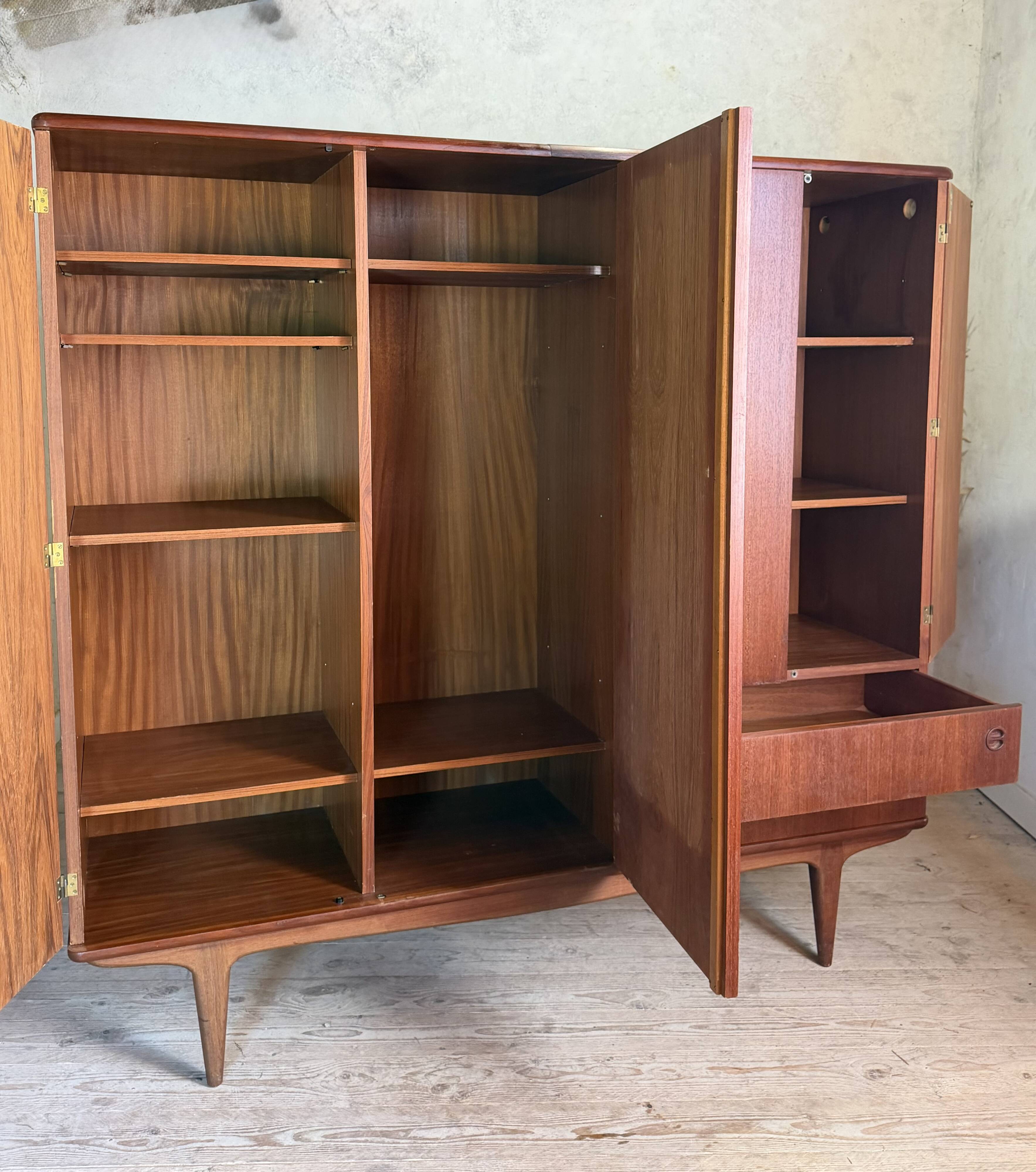 Vintage Scandinavian wardrobe in teak