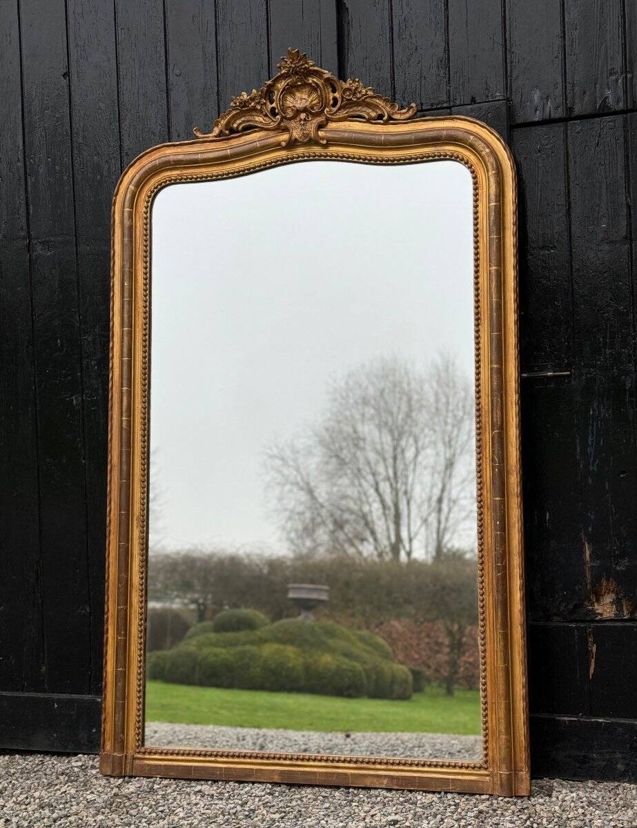 Louis XV style mirror in stuccoed and gilded wood, circa 1880