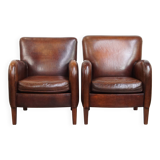 Set of 2 Sheepskin Leather Armchairs