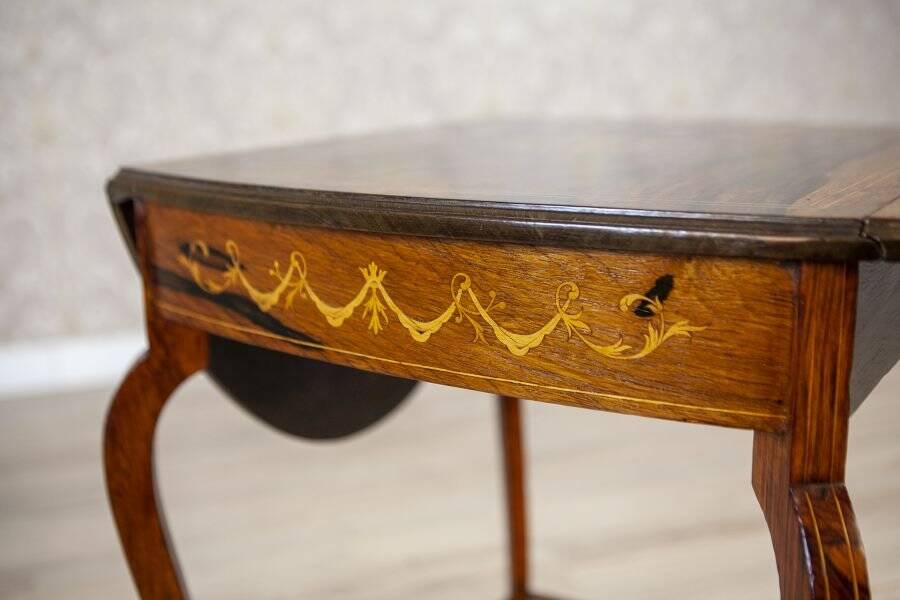 Antique Inlaid Rosewood Tea Table, 1890s