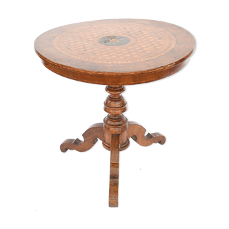 Tripod pedestal table in marquetry