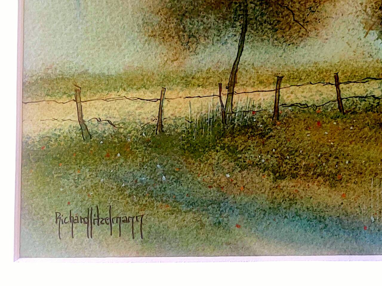 Tableau signé Richard LITZELMANN (1951-2020) – Aquarelle - Paysage champêtre