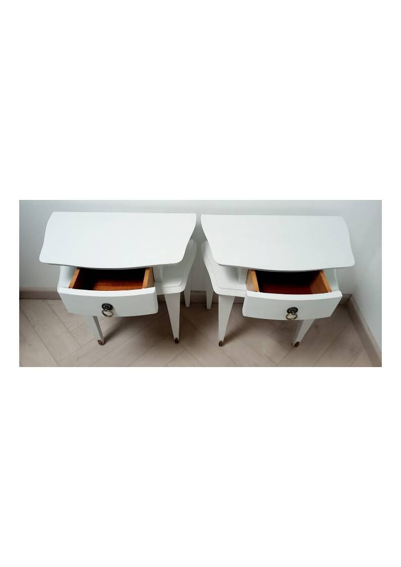 Pair of compass leg bedside tables