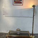 Gold-tone metal and imitation elm burl coffee table