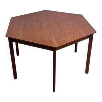 Rare hexagon oak dining table, 1970s