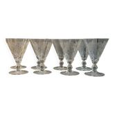 8 large Art Deco crystal glasses, grape clusters (+ 2 gifts)