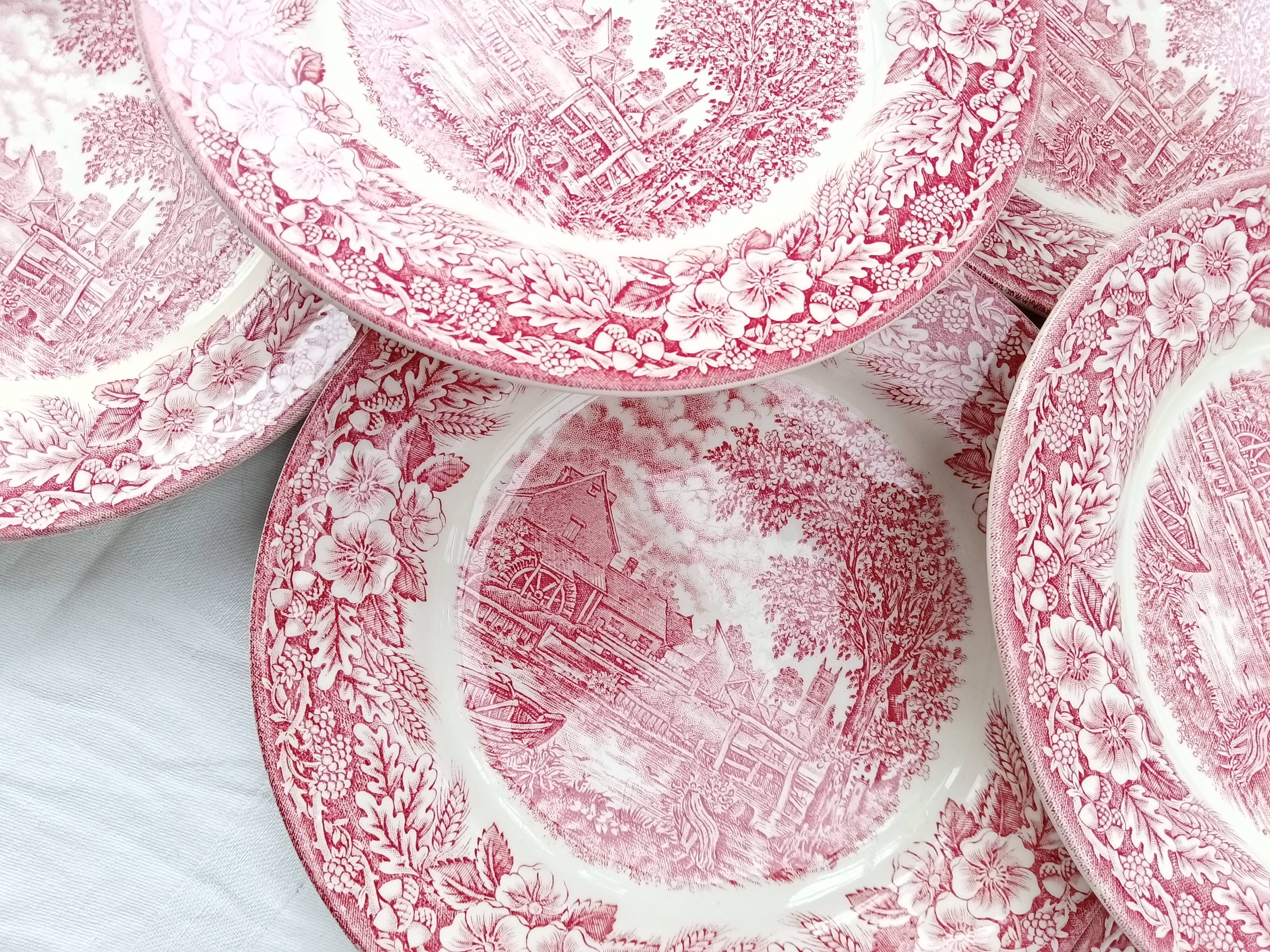 12 English dessert plates