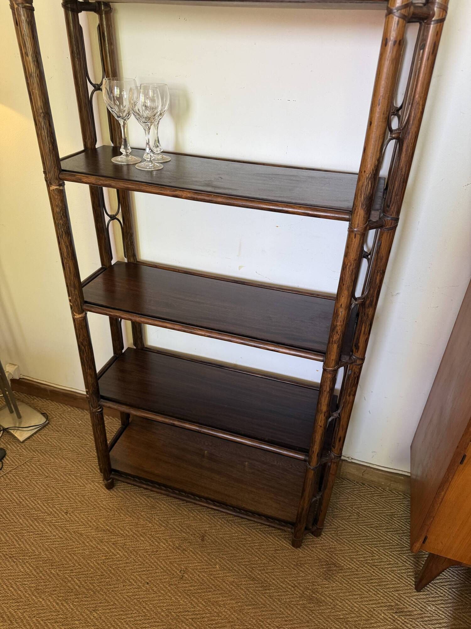 Large vintage rattan shelf/bookcase