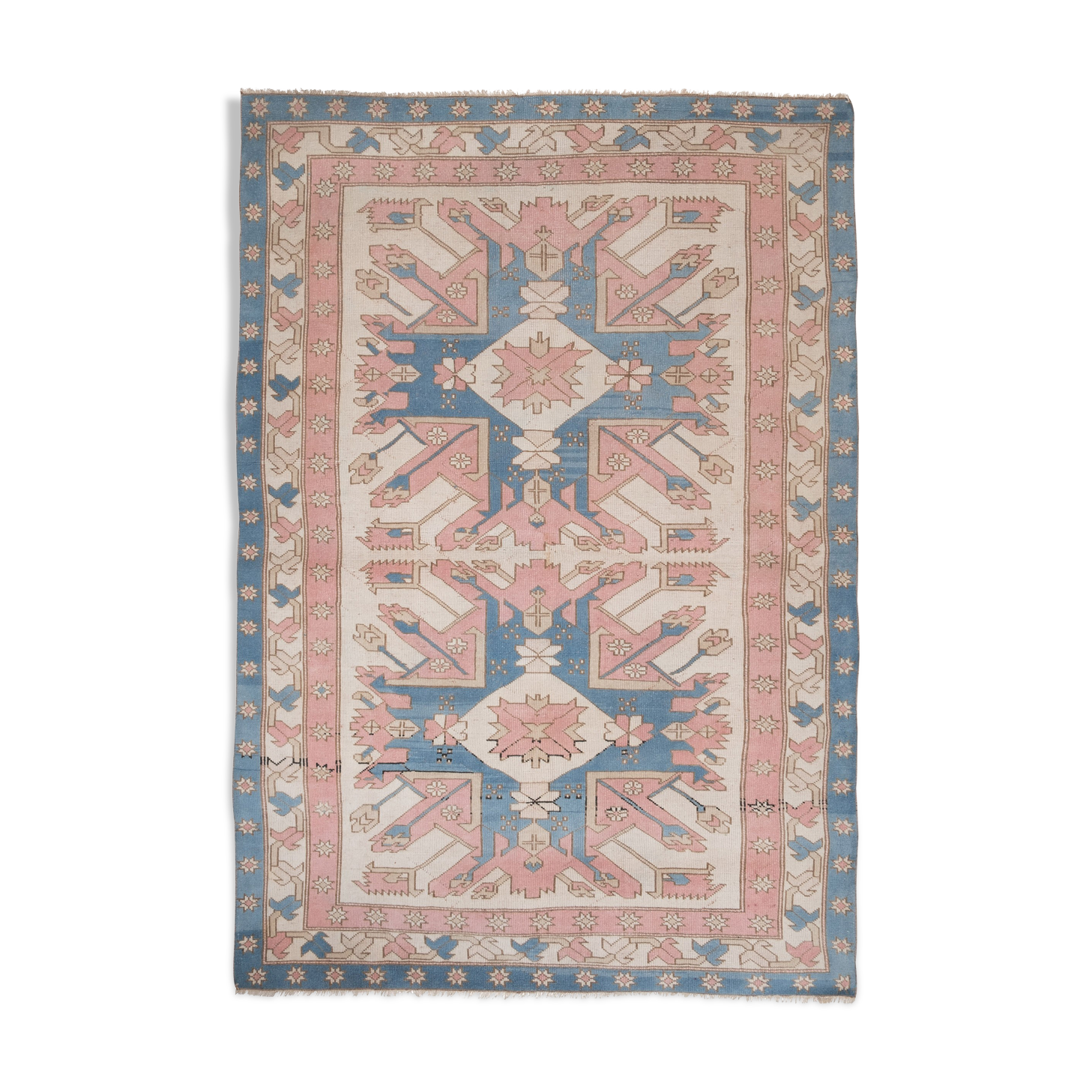 Large Vintage Turkish Oushak Rug 1970s 206 X 295 cm
