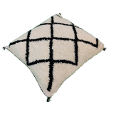 Coussin berbère laine noir et blanc