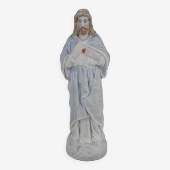 ancienne statuette porcelaine Jésus Christ Sacré Coeur