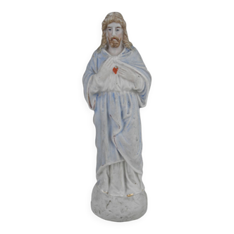 ancienne statuette porcelaine Jésus Christ Sacré Coeur