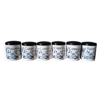 6 old Sarreguemines spice jars