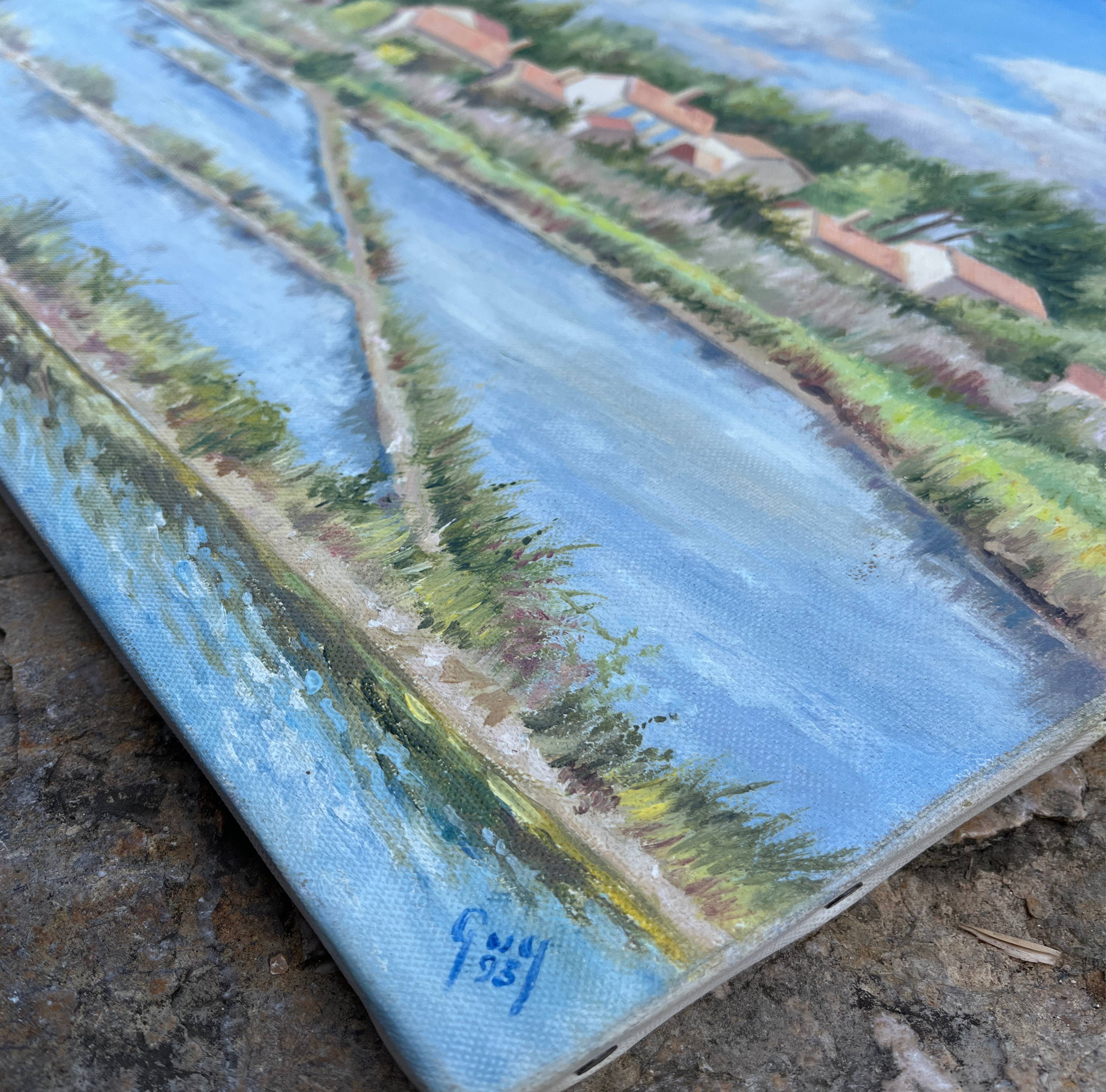 HST painting "Landscape of salt marshes" Ile de Ré (?) signed 1993