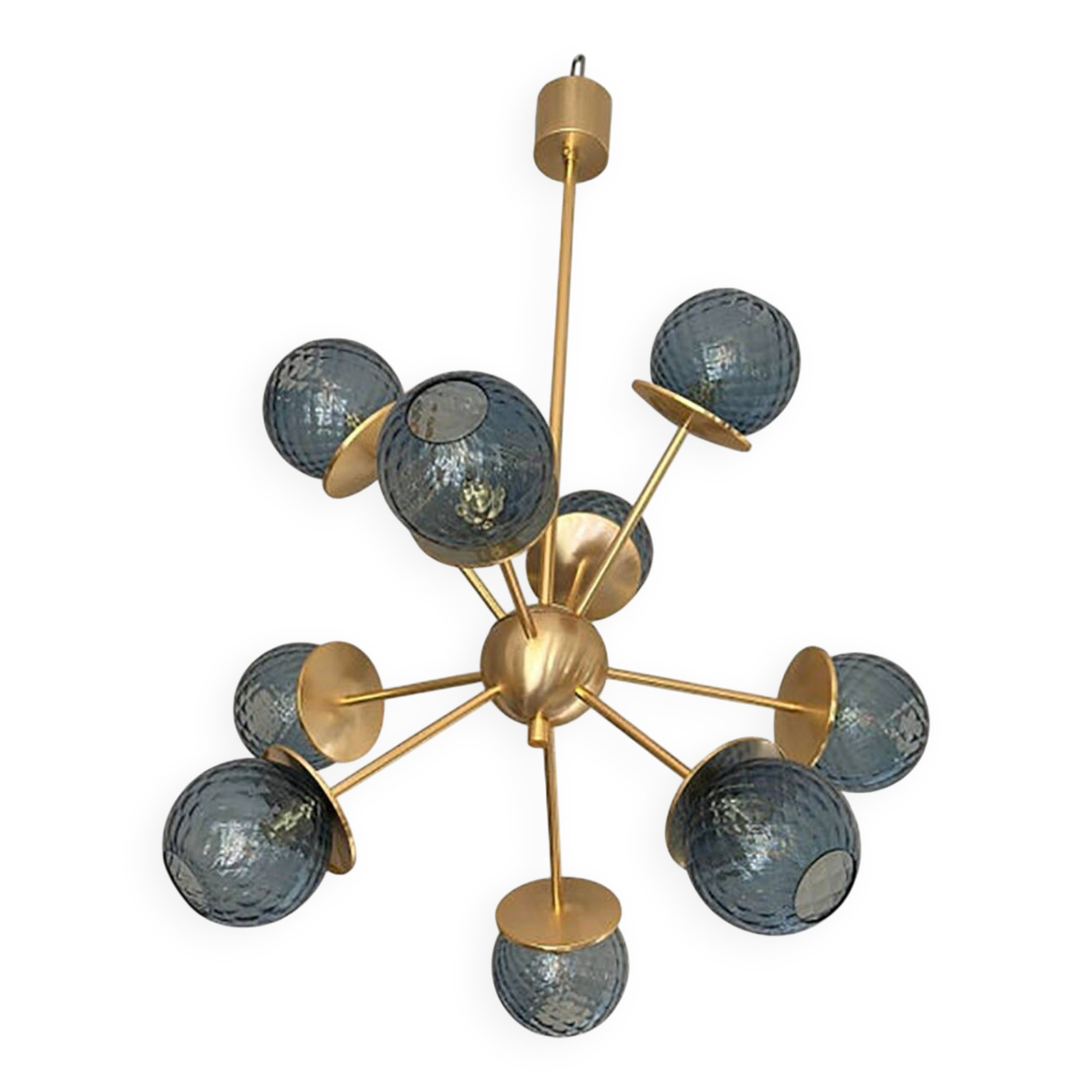Italian Chandelier Sputnik in Glass Blue "Balloton"