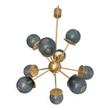 Italian Chandelier Sputnik in Glass Blue "Balloton"