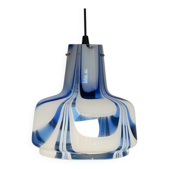 Vintage 1970s Italian Murano suspension light in ribbed glass.