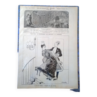 un dessin  un croquis issue revue d'époque : Chronique Parisienne  1885