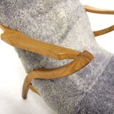 Scandinavian sheepskin armchair and footstool, Sweden, 1960