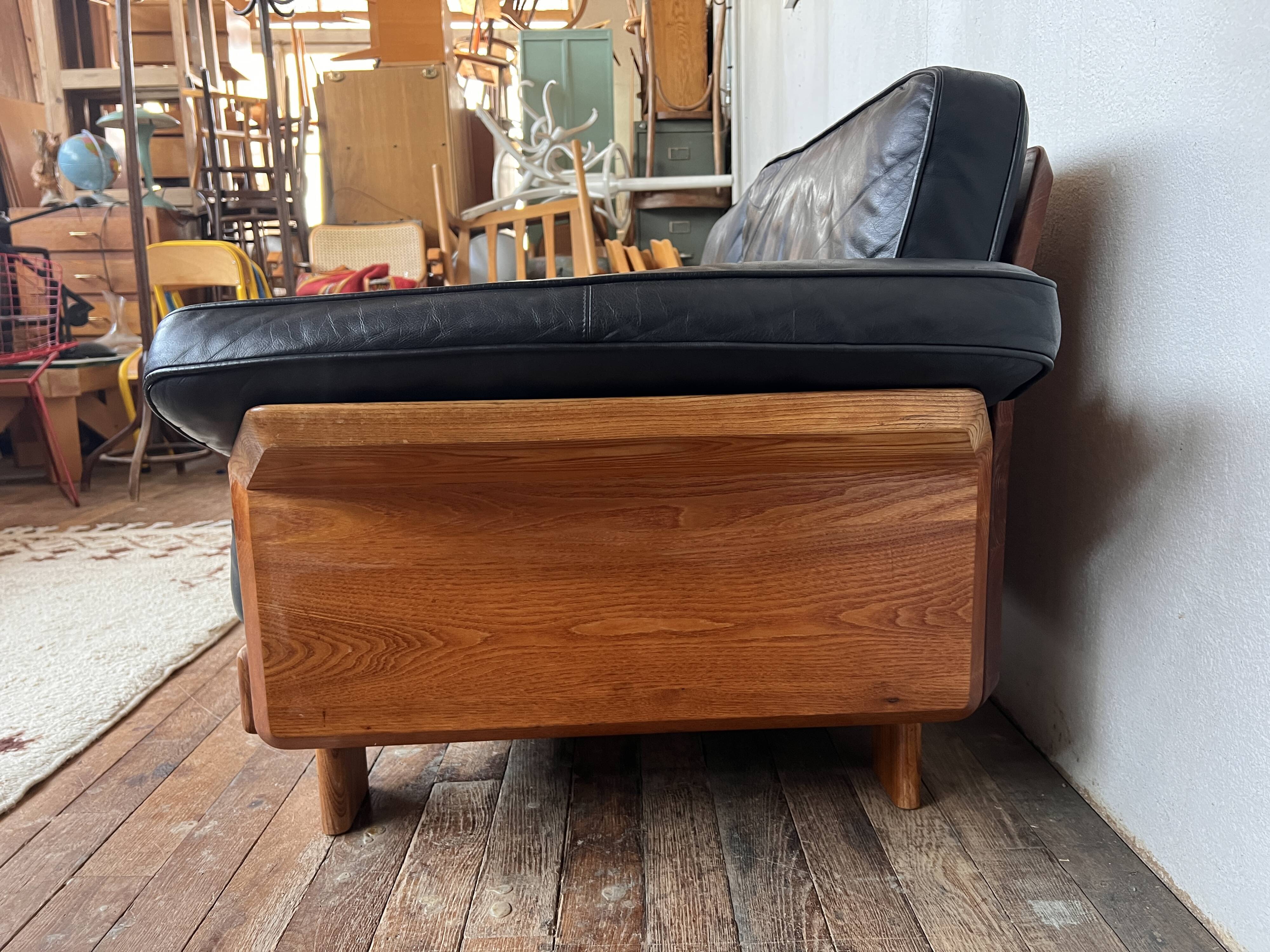 Canape seltz orme et cuir design 1960