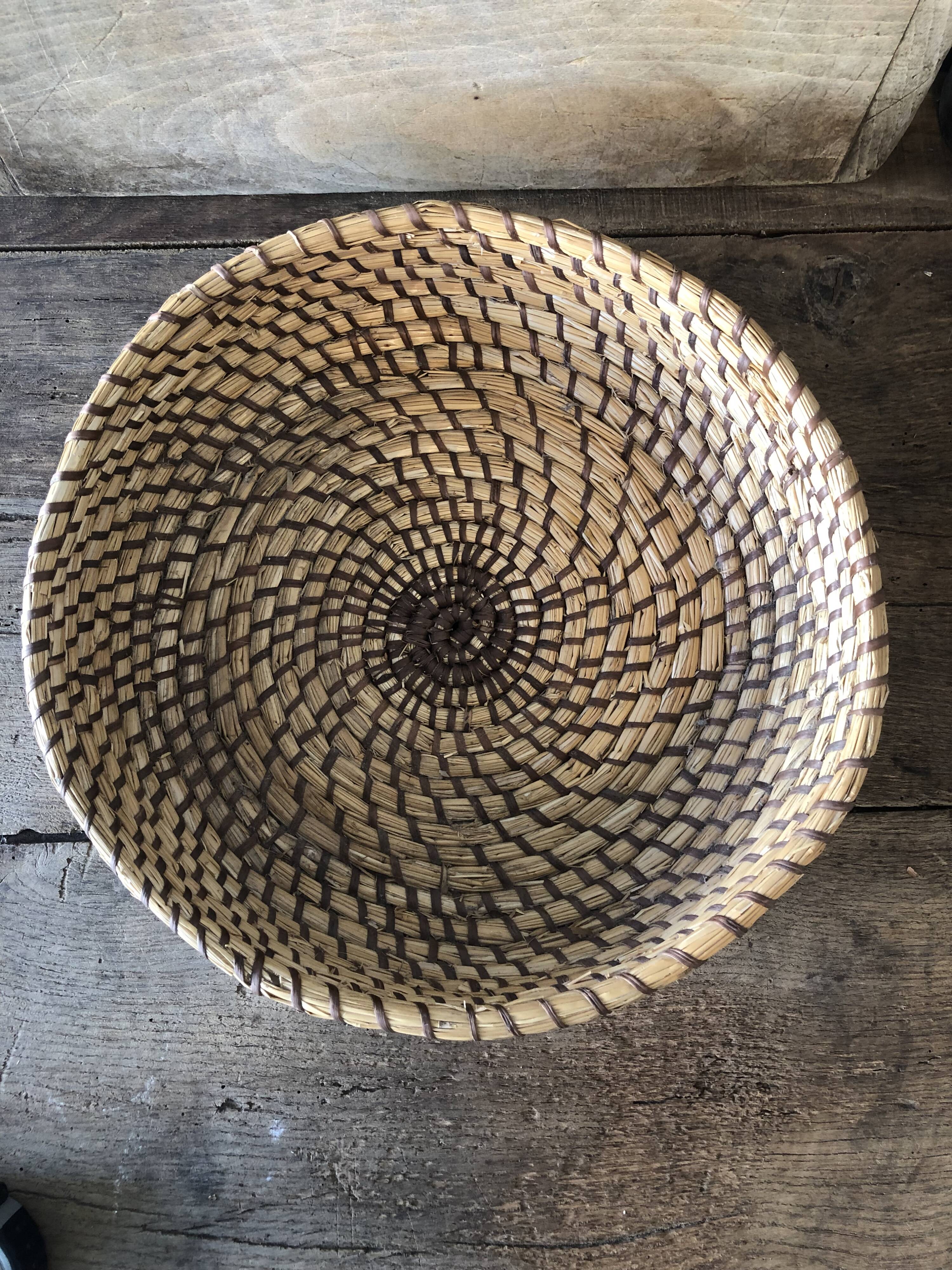 Straw and wicker basket