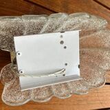 Murano wall lamp in cracked glass and gilded brass, Italian design 1970