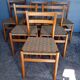 6 Scandinavian chairs wood and rope period 1960
