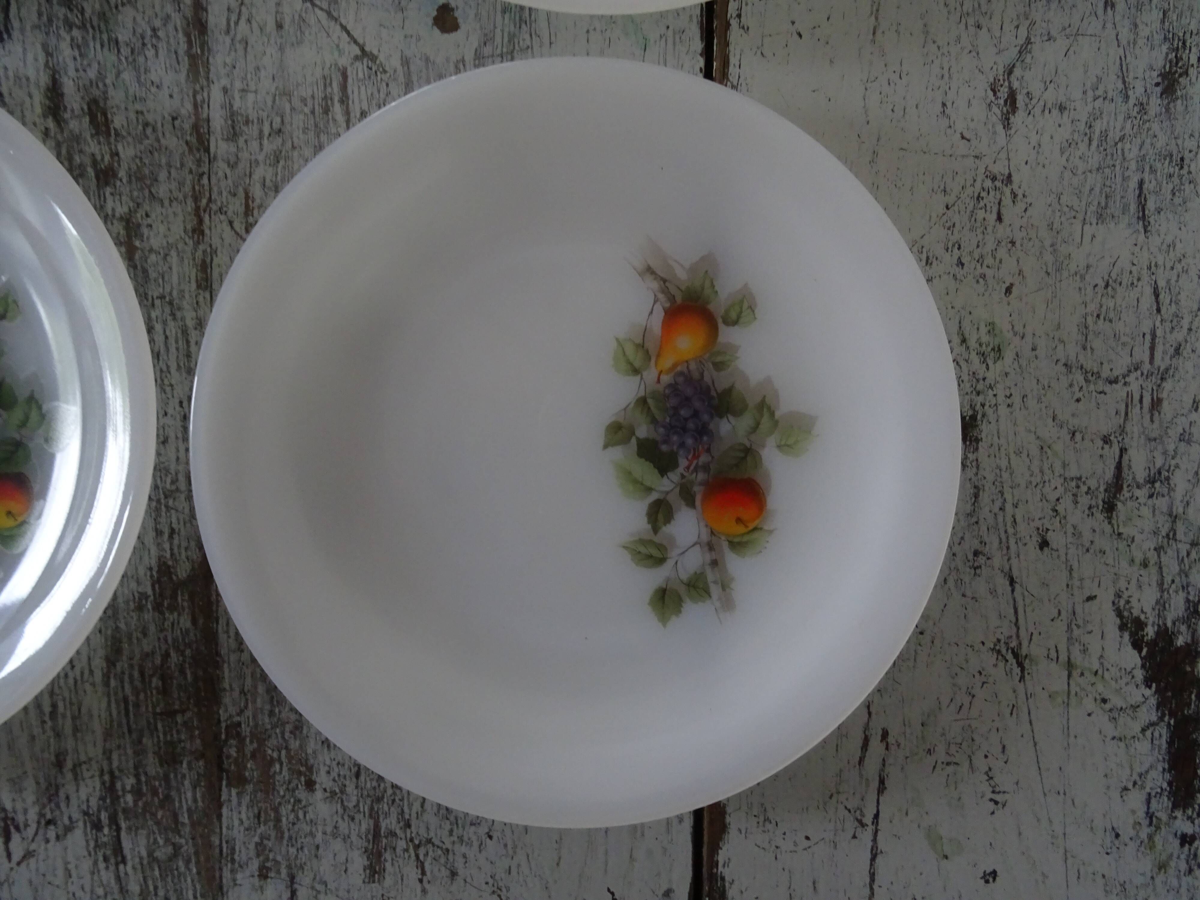 6 Dessert plates Arcopal model Fruits de France apple pear vintage grape