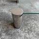 Clear Glass Square Coffee Table with Stainless Steel Cylinder Legs