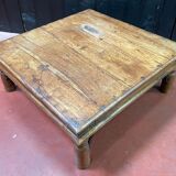 Table basse carré en bois de teck massif 1m x 1m