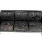 Scandinavian 3-seater leather sofa, Sweden, 1960s