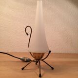 Lampe atypique laiton opaline années 50