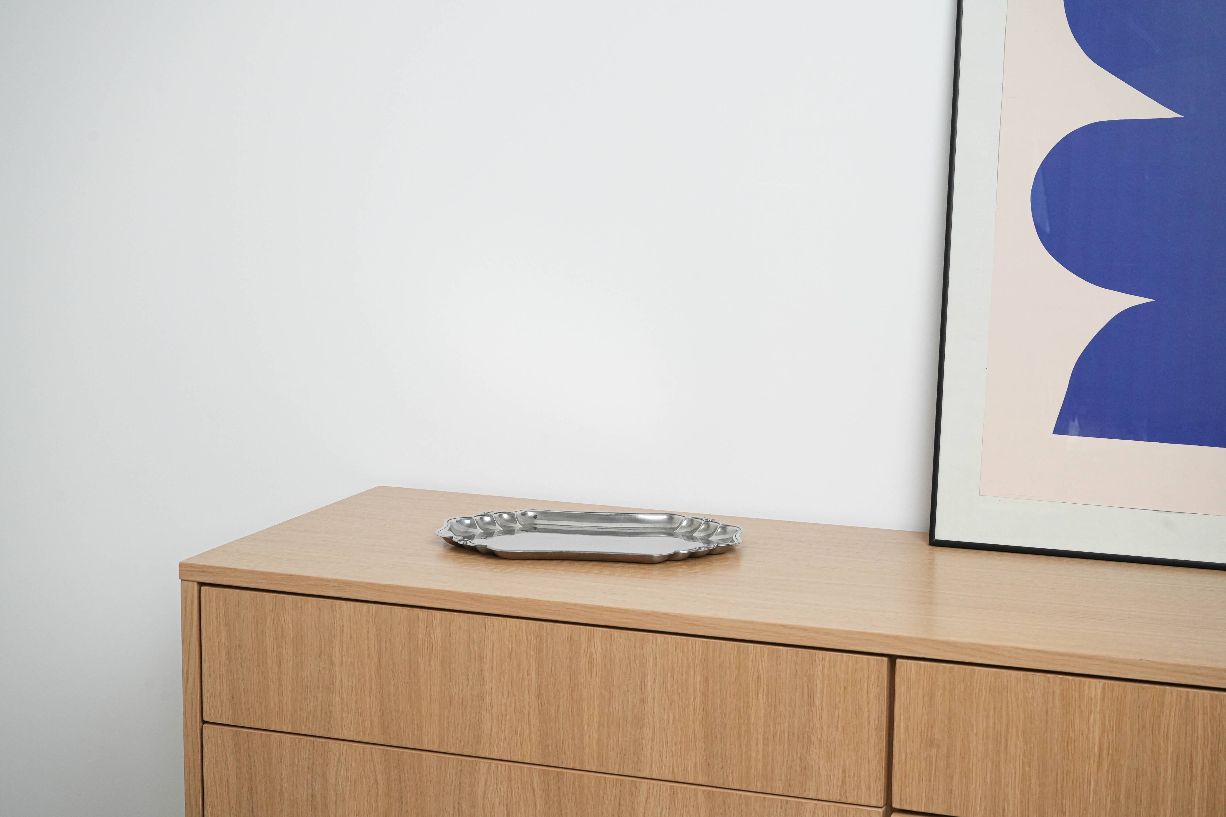 Mirrored stainless steel tray, Danish design, 1970s, production: Denmark