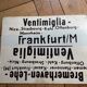 Vintage SNCF painted metal plate double, back / line:Ventimiglia / Frankfurt