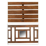 Wooden bench with 3 mirrors