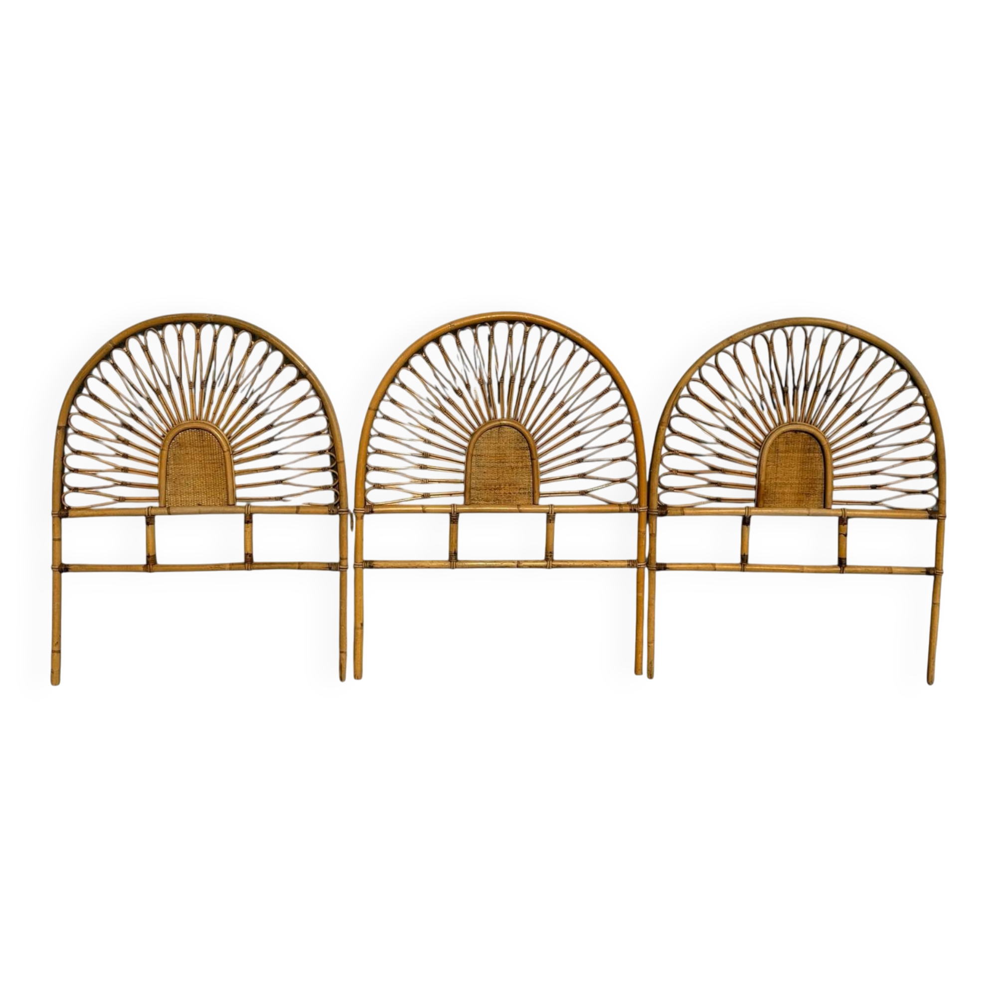 Set of 3 rattan headboards, France 60s