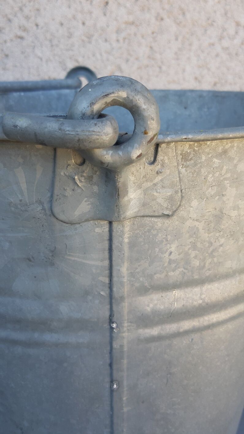 Vintage zinc galvanized steel bucket