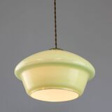 Mid-Century Italian Green Glass and Brass Pendant Lamp