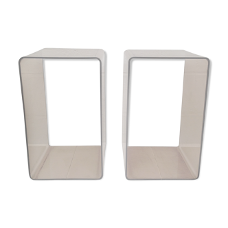 Pair of smoked plexiglass bedside tables, 1970
