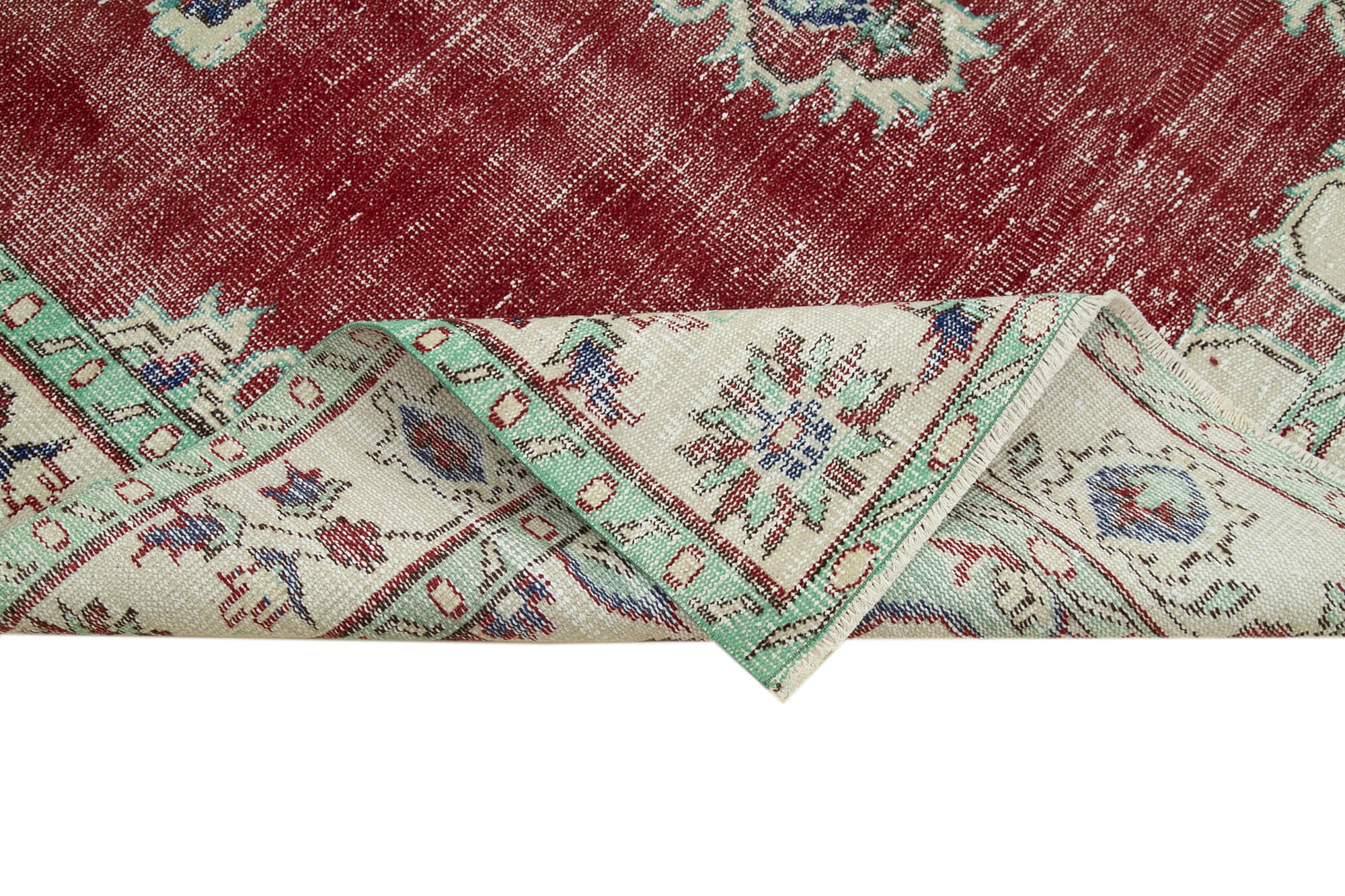 Turkish hand-knotted rustic 1970s beige carpet 190 cm x 291 cm