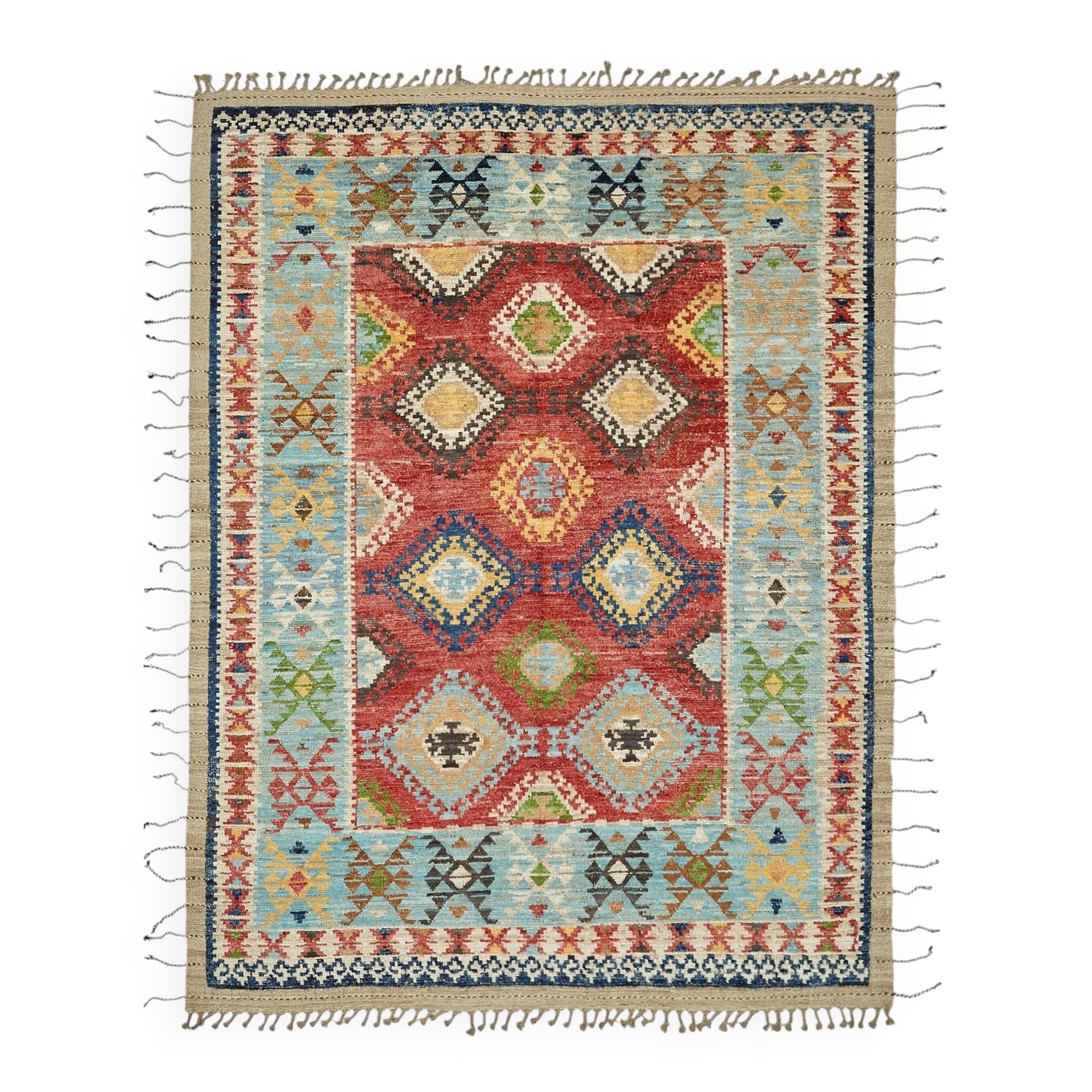 Handwoven Turkish Rustic 228 cm x 300 cm Multicolor Wool Carpet